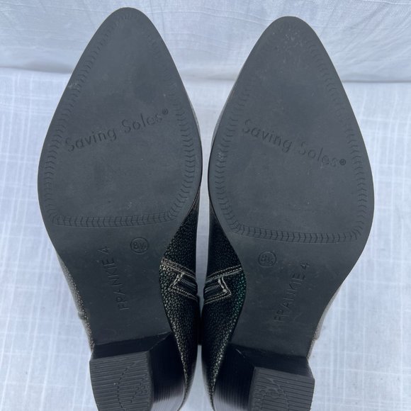 Frankie4 Ankle Booties Speckled Leather Side Zipper Cuban Heel Pewter Size 8½ - Picture 9 of 10